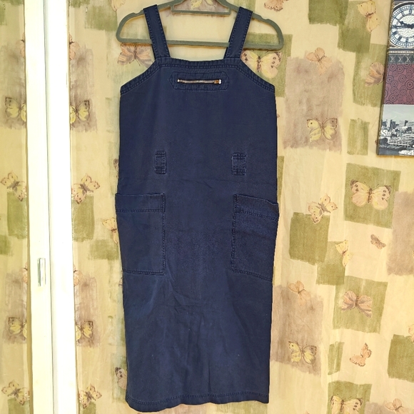 Washed blue sleeveless button up back dress - Picture 1 of 5